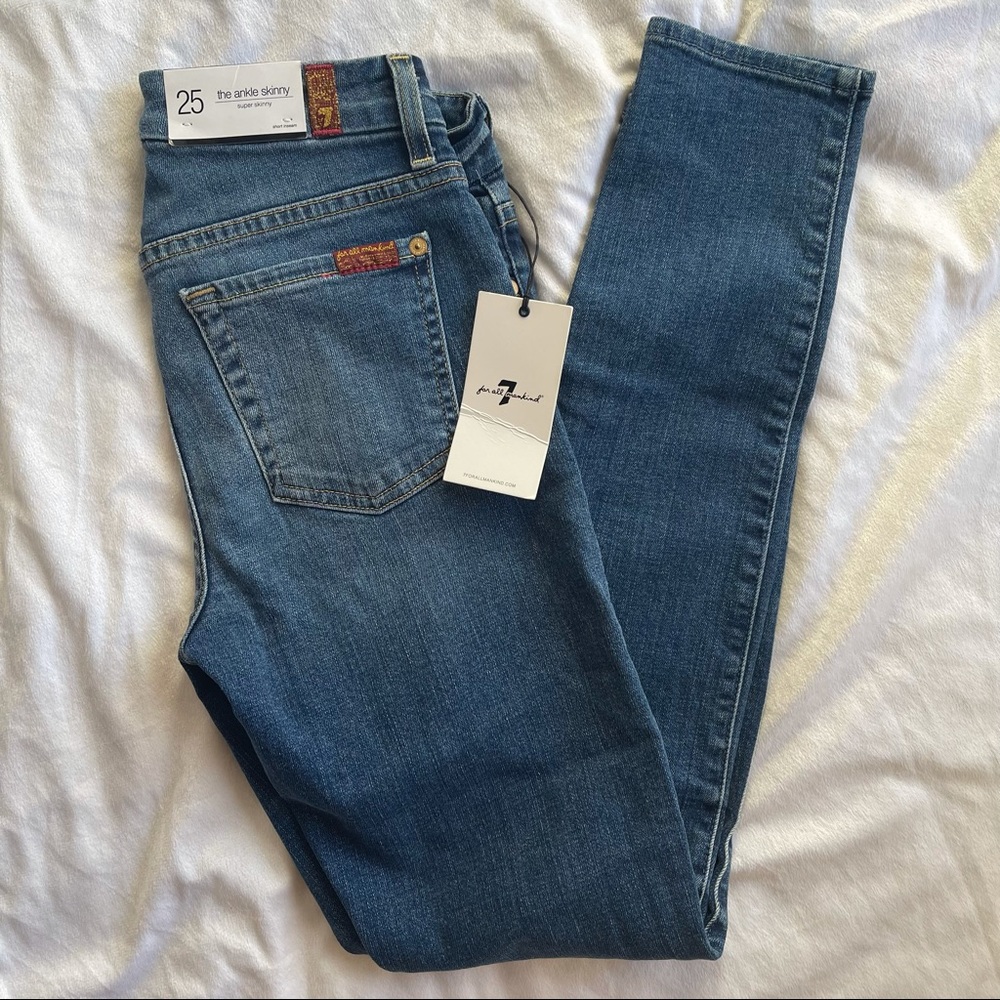 NWT {7 For All Mankind} The Ankle Skinny Jeans Size 25 Short Inseam 7FAMK
